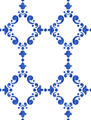 Watercolor delft blue pattern - 275607817