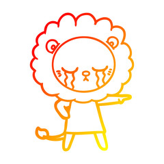 warm gradient line drawing crying cartoon lion