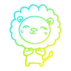cold gradient line drawing cartoon lion