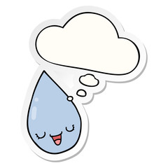 cartoon raindrop and thought bubble as a printed sticker