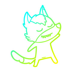 cold gradient line drawing friendly cartoon wolf