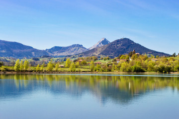 Urkulu swamp lake in Gipuzkoa province, Basque Country