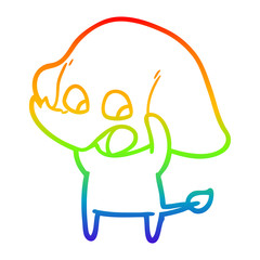 rainbow gradient line drawing cute cartoon elephant