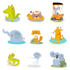Cute Animal Vector illustration.Fun zoo. Illustration of cute