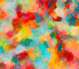 Creative art pattern in warm fun colors, design background painting in oil imitation. Colorful wallpaper and backdrop adapted for print products in best quality. Brush strokes and paint splashes. 