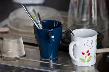 A messy kitchen countertop, a real modern life