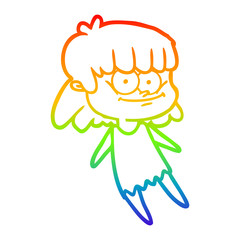 rainbow gradient line drawing cartoon smiling woman