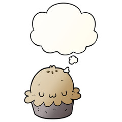 cute cartoon pie and thought bubble in smooth gradient style
