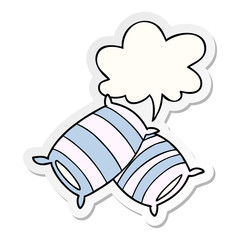 cartoon pillows and speech bubble sticker
