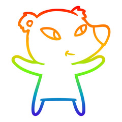 rainbow gradient line drawing cute cartoon bear