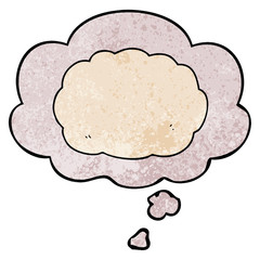 cartoon cloud and thought bubble in grunge texture pattern style