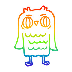 rainbow gradient line drawing cartoon owl