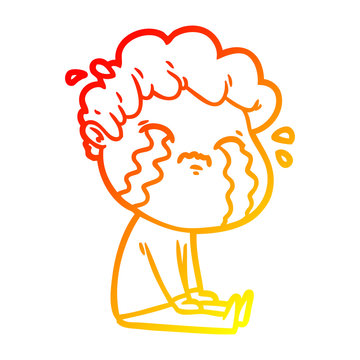 recommend clip art: warm gradient line drawing cartoon man crying
