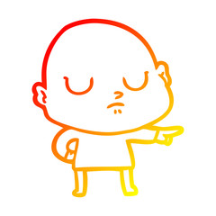 warm gradient line drawing cartoon bald man