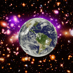Blue earth, shot in distance. The elements of this image furnished by NASA.