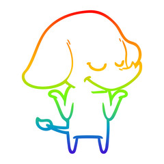 rainbow gradient line drawing cartoon smiling elephant