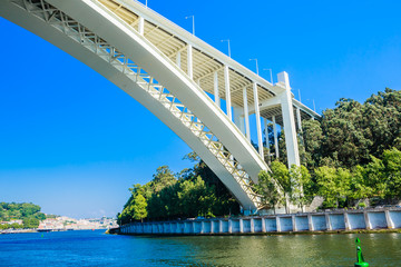 Arrabida Bridge in Porto Portugal, crossing the Douro River and linking Porto with Vila Nova de Gaia