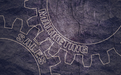 Sales and Marketing text on the Mechanism of Gears. Communication Concept in Industrial Design. Modern brochure design template