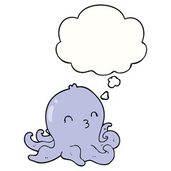 cartoon octopus and thought bubble