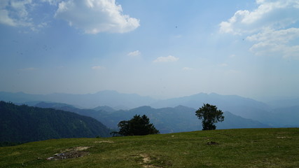 landscape with mountains and clouds