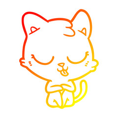 warm gradient line drawing cartoon cat
