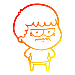 warm gradient line drawing cartoon annoyed man