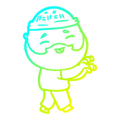 cold gradient line drawing cartoon happy bearded man