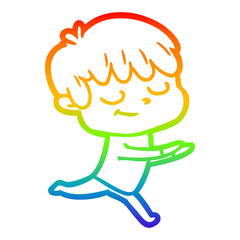 rainbow gradient line drawing cartoon happy boy