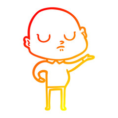 warm gradient line drawing cartoon bald man
