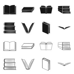 Vector design of library and textbook logo. Collection of library and school stock symbol for web.