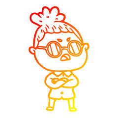 warm gradient line drawing cartoon annoyed woman
