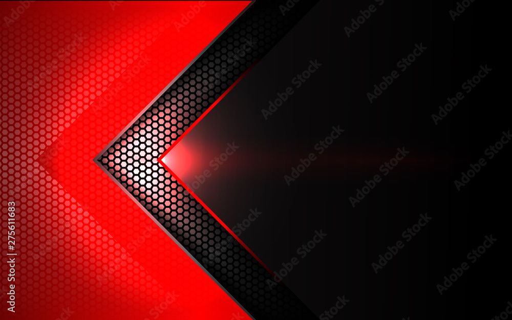 Aufkleber abstract 3d metallic red and black frame layout design tech innovation and geometric concept backgro