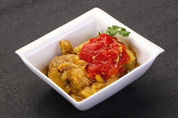 Caucasian cuisine - baked eggplant and tomato