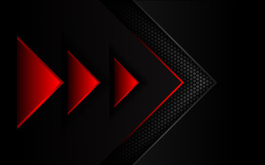 Abstract 3d metallic red and black frame layout design tech innovation and geometric concept background. Can use for wallpaper, poster, brochure, cover, banner, advertising, corporate