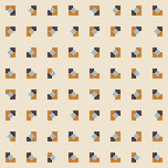 Geometric seamless pattern. Vector background with simple shapes like semi cirles and squares in neutral muted pastel colors.