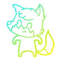 cold gradient line drawing cartoon friendly fox