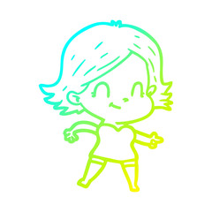 cold gradient line drawing cartoon friendly girl
