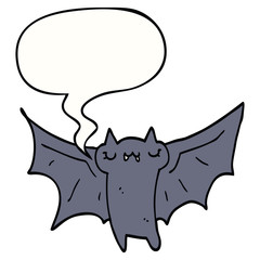cute cartoon halloween bat and speech bubble