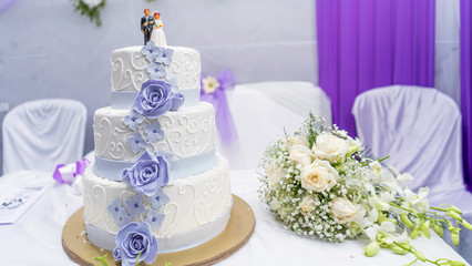 wedding cake decorated with flowers