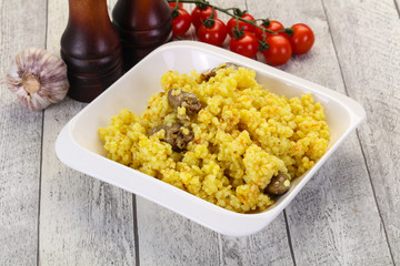 Rice with Chicken hearts