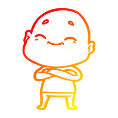 warm gradient line drawing happy cartoon bald man