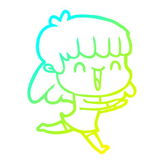cold gradient line drawing cartoon woman