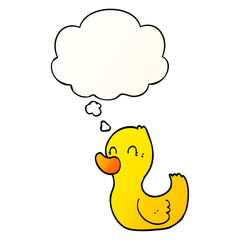 cartoon duck and thought bubble in smooth gradient style