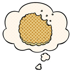 cartoon biscuit and thought bubble in comic book style