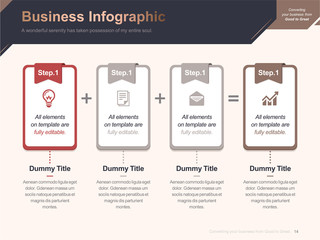 Flat business presentation brochure vector slide template with awesome layout vector color diagrams