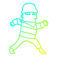 cold gradient line drawing cartoon thief