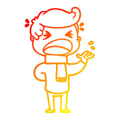 warm gradient line drawing cartoon shouting man