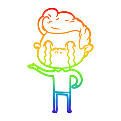 Obraz premium rainbow gradient line drawing cartoon man crying