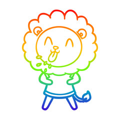 rainbow gradient line drawing happy cartoon lion