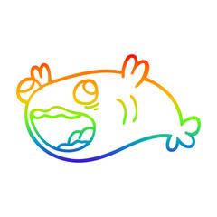 rainbow gradient line drawing cartoon fish